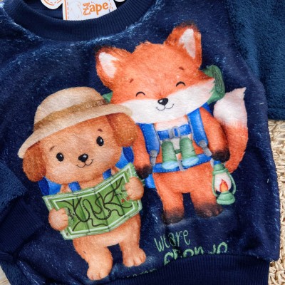  Conj. Casaco Raposa com Doguinho Aventureiros e Calça de Pelinho - Marinho